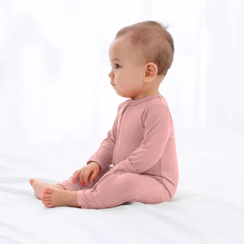 Miniatura 6 de GUISBY Mameluco sin pies para bebé, pijama de rayón con cremallera de 2 vías con manga larga