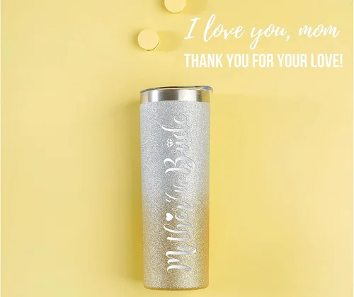 Miniatura 7 de Onebttl Regalos para madre de la novia, vaso delgado de acero inoxidable de 20 onzas con tapa y popote en fiesta de boda para novias, madres