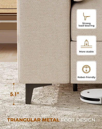 Miniatura 7 de Upvilla Sofá moderno de 71.25 pulgadas para sala de estar, sofás de asiento profundo con cojín de 8 pulgadas, cómodo sofá de amor de felpilla de 2