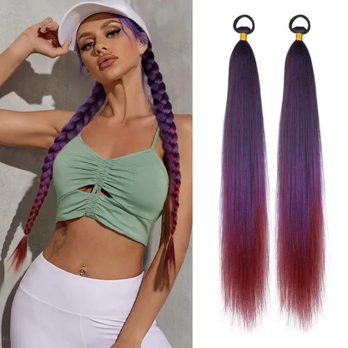 Miniatura 36 de Extensión de cabello sintético suave y natural para mujer, 34 pulgadas, 4.63 onzas, color rosa
