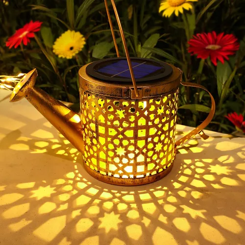 Miniatura 2 de Luces Solares de Regadera Impermeables, Luces Solares Decorativas para Exteriores Decoración de Jardín Luces Colgantes de Metal para Exteriores