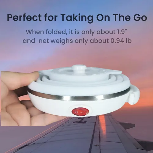 Miniatura 3 de Hervidor eléctrico de viaje, hervidor de té portátil pequeño, hervidor eléctrico plegable de silicona de grado alimenticio, apagado automático