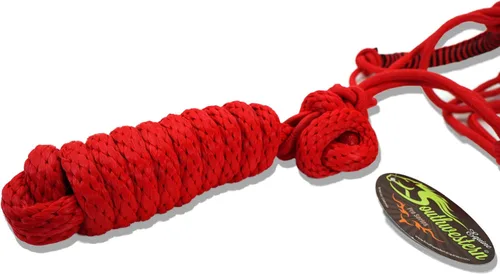 Miniatura 4 de SOUTHWESTERN - Cabestro de cuerda y correa con diseño trenzado para la nariz, equino Rojo & negro
