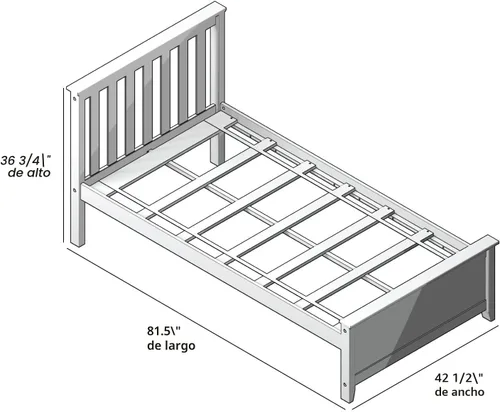 Miniatura 2 de Max & Lily - Cama individual, base de cama con cabecero para niños, listones, color blanco.