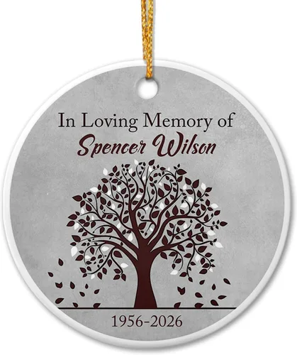 Miniatura 9 de Adorno de cerámica personalizado con texto en inglés "A Piece of My Heart is in Heaven" para Navidad 2026, adorno cardenal rojo conmemorativo