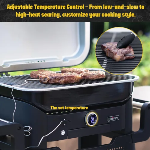 Miniatura 7 de Volteq - Parrilla eléctrica inteligente, 1500 W, 650 °F, barbacoa sin humo para interiores y exteriores, control digital y sonda de carne, todo