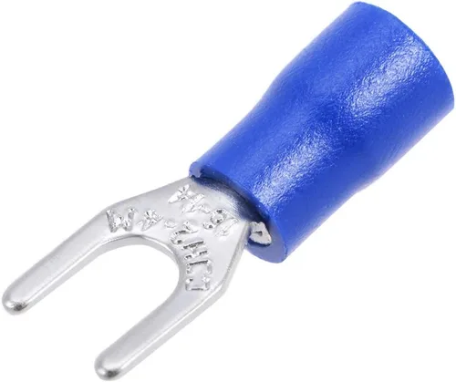 uxcell 1000 Uds SV2-4M aisló la espada de la horquilla tipo U del conector de alambre eléctrico del terminal de crimpado 16-14AWG azul