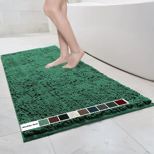 Miniatura 33 de Muddy Mat Alfombras de Baño de Chenilla de Microfibra de Secado Rápido Antideslizantes Lavables, Extra Gruesas, Suaves y Altamente Absorbentes Gris