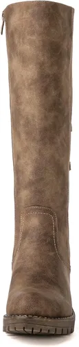 Miniatura 4 de GLOBALWIN Women's Strappy Motorcycle Knee High Boots, Wide Calf Riding Boots Back Lace Up Fall Winter Fashion Knee High Boots For Women