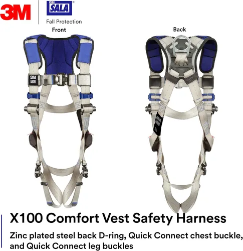Miniatura 2 de 3M DBI-SALA ExoFit X100 Arnés de Seguridad de Chaleco Cómodo Protección contra Caídas, OSHA, ANSI, Uso General, 1 Conexión de Anillo en D, Hebillas