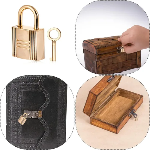 Miniatura 7 de Cerraduras pequeñas decorativas de aleación de metal para monedero, 4 unidades, con llave, cerraduras pequeñas de aleación de metal para diario