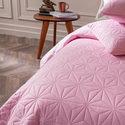 Miniatura 8 de Juego de ropa de cama Whale Flotilla King, colchas suaves de color rosa claro para cama tamaño King, 3 piezas de colcha geométrica ligera