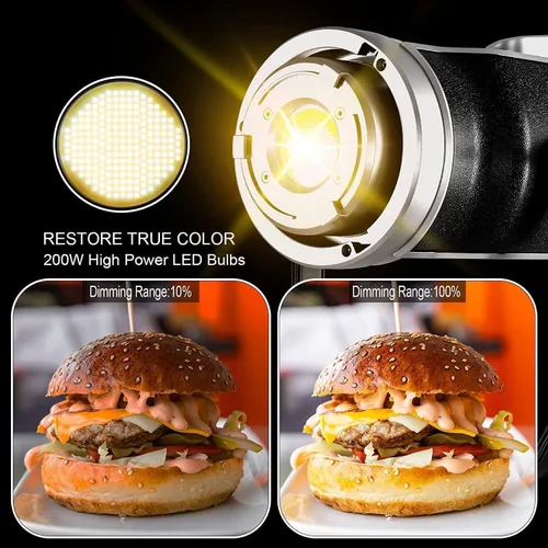 Miniatura 2 de GVM - Luz de video LED de 200 W con caja de luz, SD200D Kit de iluminación de estudio de fotografía con control Bluetooth/DMX, 93000lux@1.6 ft