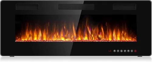 Miniatura 12 de BOSSIN - Chimenea eléctrica lineal ultrafina y silenciosa de 60 pulgadas, chimenea empotrada y montada en pared, compatible con montantes de 2 x 4