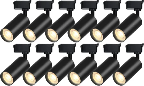 Miniatura 8 de Cabezales de iluminación de pista LED negros Bravsekai (sin rieles de pista), 2 luces de 10 W regulables, cabezal de luces de pista adecuado