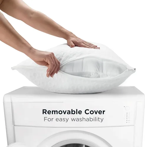Miniatura 5 de AllerEase Platinum - Almohada ajustable 2 en 1, barrera contra alérgenos CleanBoost, relleno extra, estándar/Queen, paquete de 2