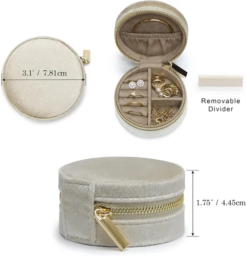 Miniatura 65 de BLUTETE Joyero de viaje organizador de terciopelo con anillos de espejo, aretes, collares, caja organizadora de almacenamiento (negro)
