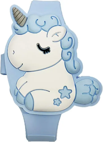 Reloj de unicornio para niños para niñas pequeñas, tiempo de aprendizaje 3D lindo diseño de concha de dibujos animados niños reloj LED digital para