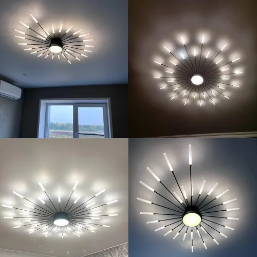 Miniatura 8 de Lámpara de techo LED regulable de 51 pulgadas, 42 luces de techo empotradas, lámpara de techo negra para dormitorio, sala de estar, lámpara colgante