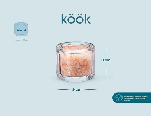Miniatura 6 de KooK Bodega de sal de cristal, con tapa, vidrio prensado en relieve, recipiente de almacenamiento transparente, para café, azúcar, especias
