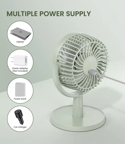 Miniatura 5 de LEMOISTAR Pequeño ventilador personal alimentado por USB con 4 velocidades, ventiladores de escritorio portátiles con rotación de 310°, mini Verde