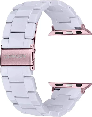 Miniatura 5 de JOYOZY Correa de resina de moda compatible con Apple Watch 9/8/7/6/5/4/3/2/1, correa iWatch con hebilla de acero inoxidable para Apple Watch