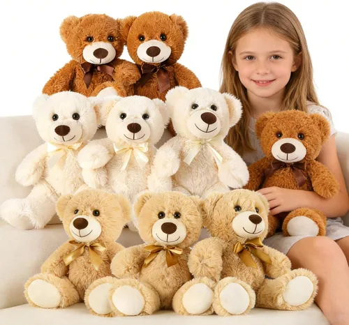 Miniatura 10 de MaoGoLan - 10 unidades de osos de peluche navideños, osos de peluche de 14'' con trajes clásicos de Santa - Camisa y sombrero removibles, se ajustan