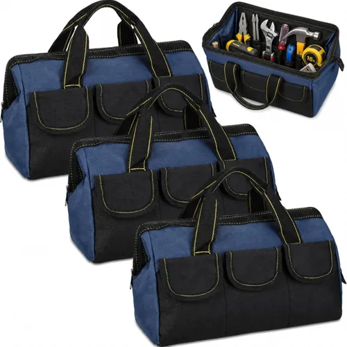 Miniatura 10 de Sanwuta - Paquete de 3 bolsas para herramientas, alta resistencia, fondo rígido impermeable, boca ancha, para electricista, carpintero, mecánico, 13