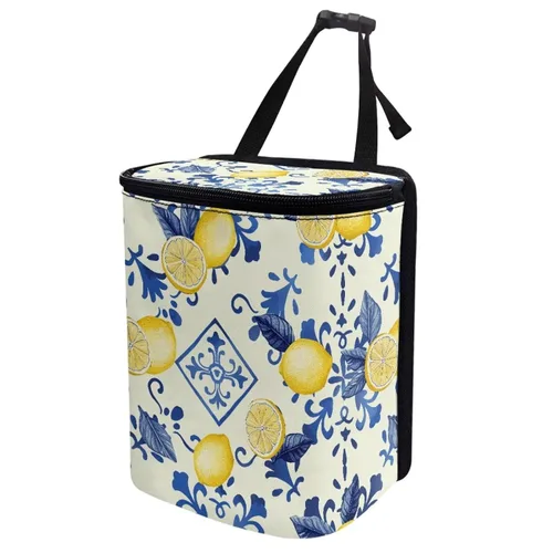 Miniatura 40 de Basurero para automóvil con tapa, bolsa de basura para colgar del automóvil, a prueba de fugas, portátil, papelera, sedán, accesorios