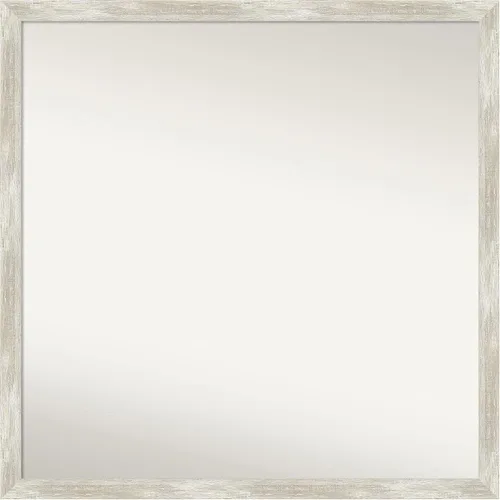 Amanti Art Espejo de pared plateado de 28 x 28 pulgadas, espejo de baño cuadrado estrecho metálico para decoración de pared de sala de estar, marco