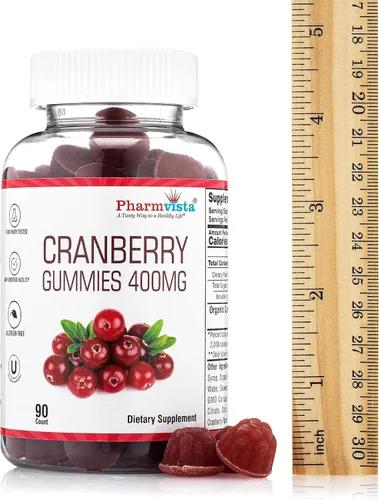Miniatura 3 de Pharmvista Gomitas de arándano para niños y adultos, 400 mg, sin gluten, sin alérgenos, suplemento vegano rico en nutrientes, masticables