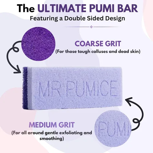 Miniatura 2 de Mr. Pumice Ultimate PUMI Bar 2 en 1 de grano doble (medio + grueso) removedor de callos, piedra de pedicura y lima de pedicura para pies y talones