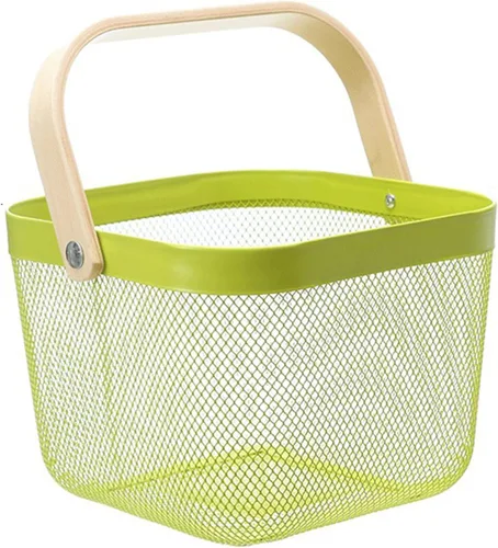 Miniatura 13 de AJIODA Cesta de acero de malla metálica, cesta organizadora de almacenamiento, cesta de cocina colgante multifuncional, cesta de frutas con mango