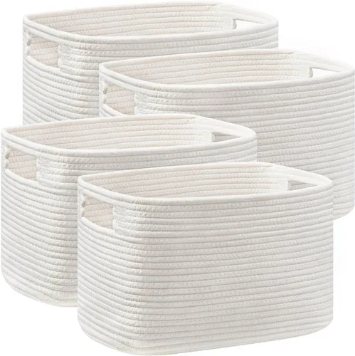 Miniatura 11 de UBBCARE Paquete de 2 cestas de almacenamiento para organizar, cestas de estante con asas, cestas de almacenamiento tejidas para estantería/estante