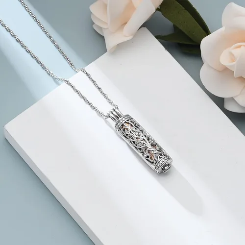 Miniatura 30 de shajwo Joyería de cremación cilíndrica, collar de cenizas de urna del árbol de la vida para mujeres y hombres, vial de cremación de cenizas