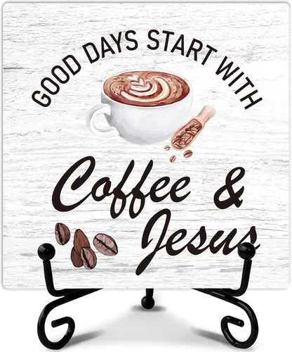 Miniatura 7 de Cartel de barra de café, decoración de estación de café, regalo para mujeres amigas, decoraciones de escritorio para oficina en casa, estante