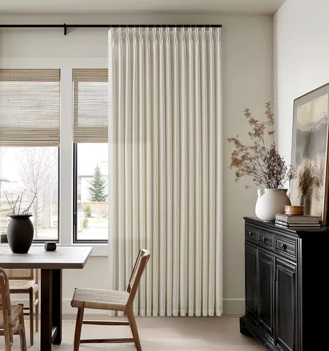 Miniatura 9 de TWODRAPES Cortinas de Lino Plisadas con Pinza Beige Blancas de 54 Pulgadas de Largo 2 Paneles para Comedor Cocina Dormitorio Plisadas Semi