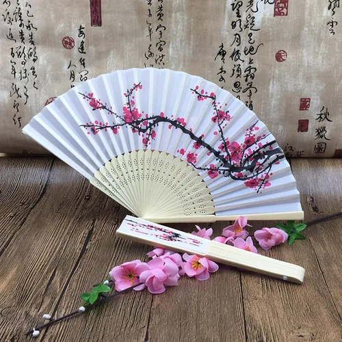 Miniatura 9 de Delicado diseño de flor de cerezo plegable para abanicos, recuerdos de seda, regalos de boda, regalos para fanáticos, niñas, damas, iglesia, regalo