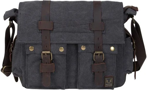 morral de cuero y lona para computadora portátil + morral de lona para cámara Dslr Slr