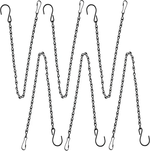 Miniatura 10 de YINGFENG - Set de 236 pulgadas de cadenas colgantes de metal negro y ganchos para cestas, para comederos de aves, bebederos de pájaros, macetas