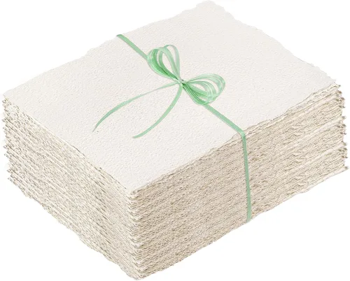 Miniatura 8 de 100 hojas de papel con borde deckled de 8.5 x 11 pulgadas, papel hecho a mano de 160 GSM, papel de acuarela rugoso/texturizado para invitaciones