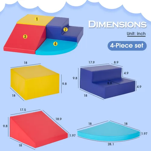 Miniatura 2 de PayLessHere Juguetes de escalada para niños pequeños de 1 a 3 años, juego de bloques de espuma coloridos de 4 piezas, juguetes