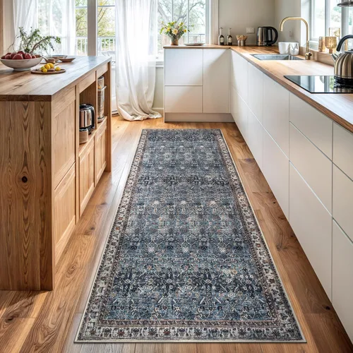 Miniatura 37 de Bloom Rugs - Alfombra lavable, antideslizante, de 1,83 x 2,74 m, color beige/blanco claro con borde tradicional, para sala de estar, dormitorio