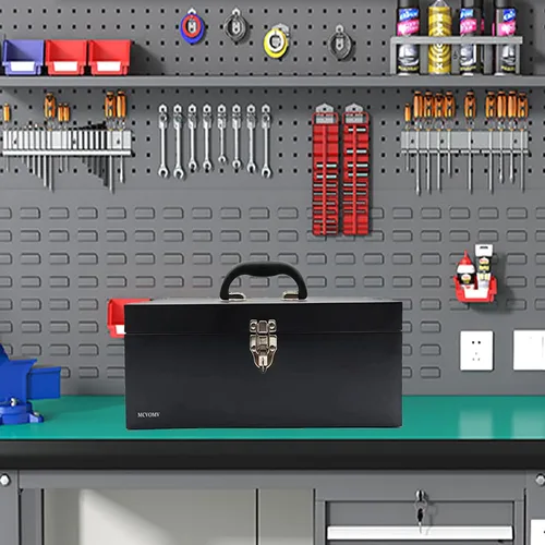 Miniatura 3 de Caja de herramientas de metal portátil de 16", caja de herramientas grande de calibre 18, caja de aparejos de pesca, organizador de cajón de caja