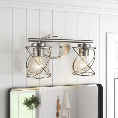 Miniatura 14 de mavcadonf Luces de Tocador de Baño de 2 Luces, Lámparas de Baño sobre el Espejo, Luz de Tocador Dorado Cepillado, Luces de Pared de Estilo Rústico