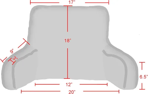 Miniatura 8 de Almohada aterciopelada súper suave para respaldo de lectura, brazos y bolsillos, de 18 pulgadas de alto para sentarse en la cama, sofá, cojín