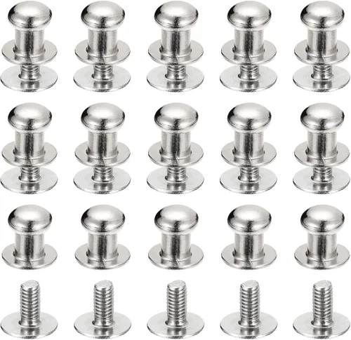 Miniatura 19 de uxcell Remaches de cabeza de bola de 0.157 pulgadas (0.157 in), tornillo trasero, paquete de 15 remaches de pezón de botón de cabeza redonda