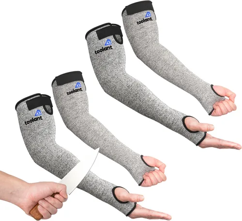 Miniatura 11 de OriStout Mangas de jardinería resistentes a cortes con orificio para el pulgar, verde, 2 pares, mangas protectoras para brazo para trabajo