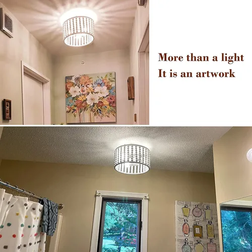 Miniatura 5 de tewei Candelabro de Cuentas de Madera, Accesorio de Luz de Techo Semi Empotrado Estilo Boho para Cuarto de Bebé, Candelabro Rústico de 3 Luces