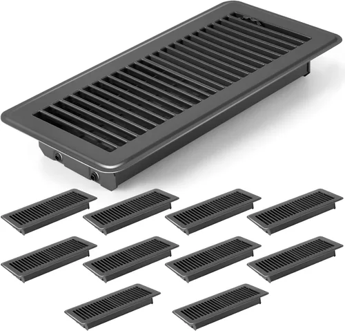 Miniatura 10 de Retisee 4 cubiertas de ventilación de registro de piso de 4 x 12 pulgadas, rejillas de ventilación de piso de acero resistente con flujo de aire